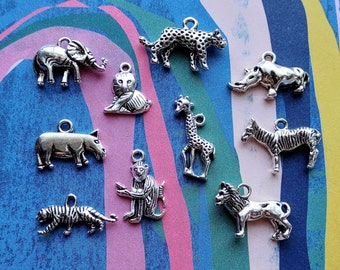 10 Animals of Africa Charm Pendant Collection - C3790