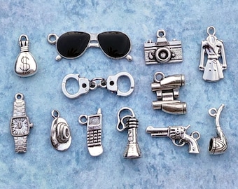 Detective Charm Collection of 12 charms - C3688