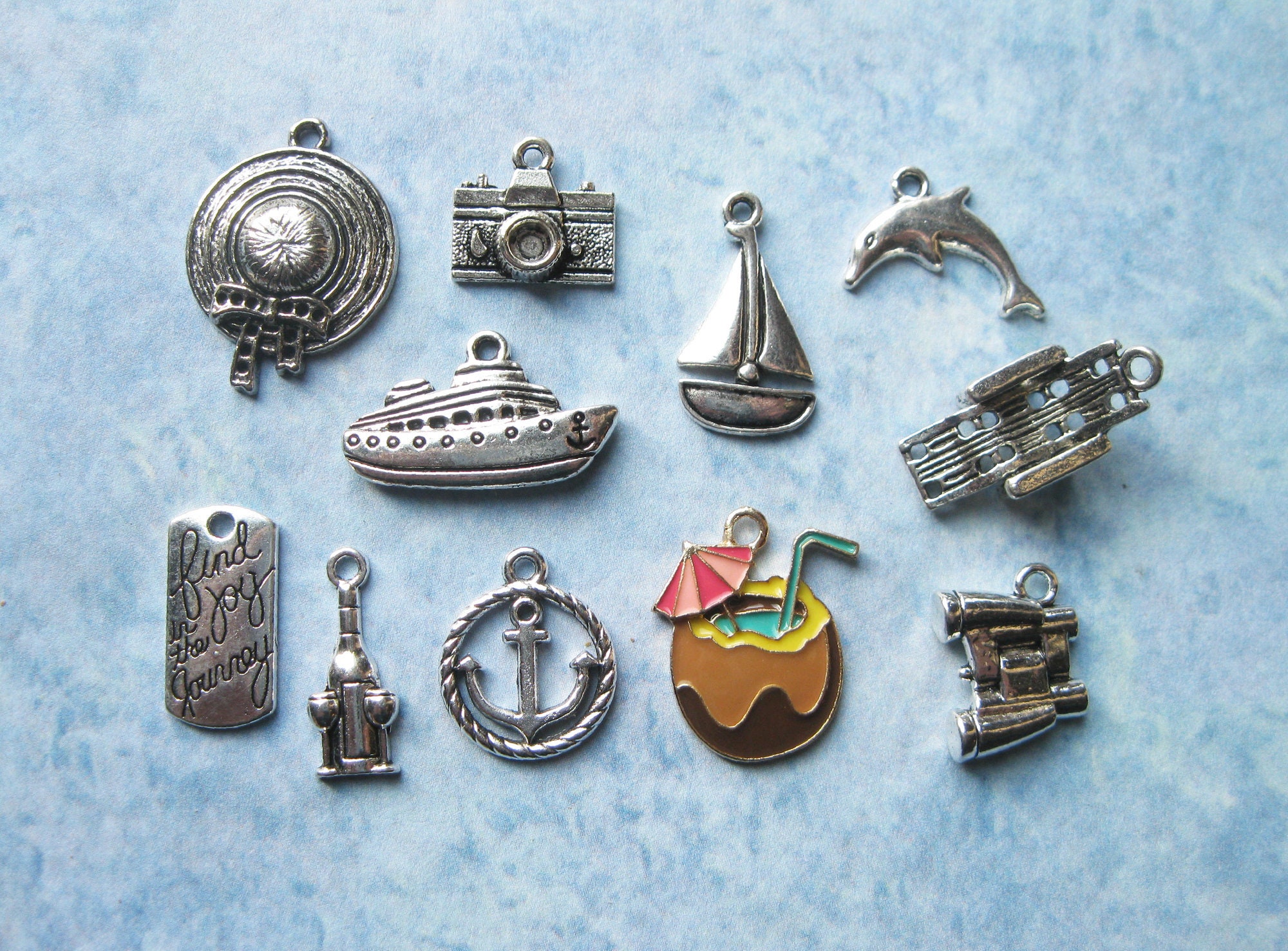 Cruise Vacation Charm Collection in Silver Tone Pendant Ship Etsy