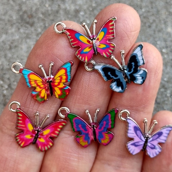 Enamel Butterfly Pendant Etsy