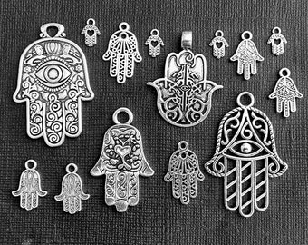 Collection of Hand Charms in Silver Tone - C3858