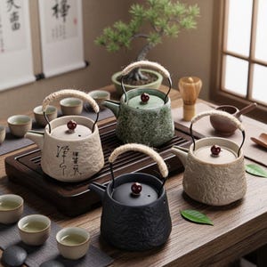 Retro Kungfu Ceramic Teapot – 4 Colors – 200 ml – Japanese Style Tea Set, Practical Tea Pot for Home & Gift
