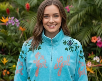 Handmade Suzani Velvet Jacket, Embroidered Boho Coat