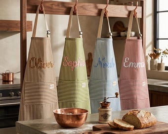 Personalisierte Kochschürze mit individuellem Namen | Küchenschürze als Geschenk | Schürze für Männer, Frauen und Kinder | Grillschürze | Geschenk für Köche | Vatertag