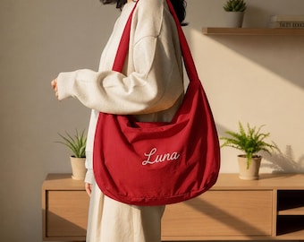 Große, lässige Hobo-Tasche, Schultertasche aus Canvas mit Reißverschluss, übergroße Umhängetasche für Damen, ideal für Reisen und Arbeit