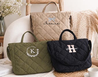 Personalisierte, bestickte Bootstasche, Tragetasche mit Monogramm, personalisierte Geschenktasche für Brautjungfern, umweltfreundliche Canvas-Tragetasche, Geschenk für den Junggesellinnenabschied