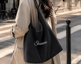 Lässige Schultertasche aus Wildleder, große Hobo-Tasche aus veganem Leder, übergroße Alltagstasche für Damen mit Reißverschlussfach