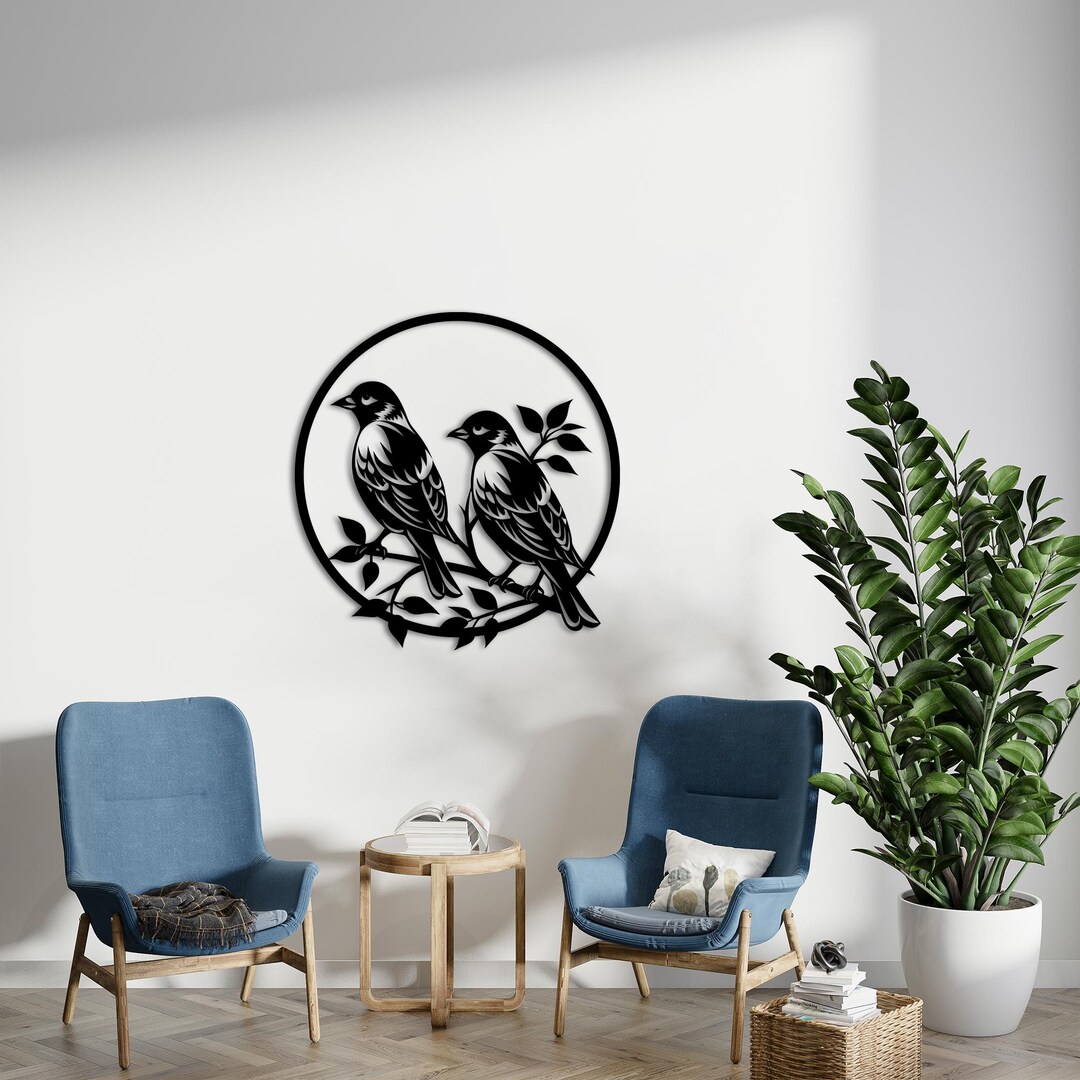Rustic Metal Bird Branch Wall Art: Indoor Outdoor Steel Decor - Etsy