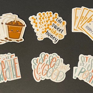 20 Matte Stickers- Motivational/Coffee Lovers or Spring Themed