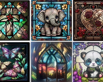 Stained Glass Designs - Mouse Pad, Magnets or Wind Spinner Options Available.