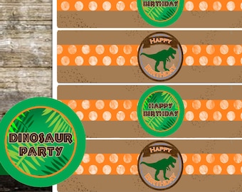 Dinosaur Party | Dinosaur Birthday bottle labels| Dinosaur Birthday Party Bottle Labels | Water bottle labels| Instant Download