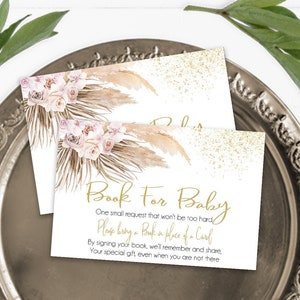 Instant download babybibliotheek afdrukbaar, babyboekverzoek kaart invoegen, breng een boek mee in plaats van een kaart, babyshower, boeken voor baby