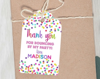EDITABLE Rainbow favor tags, Thank you tags, Gift Tags, Jump favor Printable , Bounce house, Trampoline birthday, Instant download