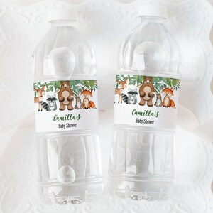Woodland Baby Shower , Baby Shower EDITABLE , Gender neutral , Woodland animals Water bottle labels , Digital  , Woodland Theme