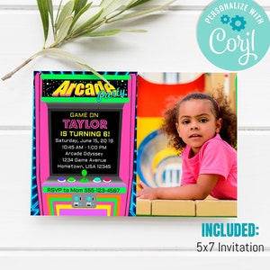 Arcade Birthday Invitation, Arcade invitation, Gamer invitation, Retro Arcade Birthday, Video Game Birthday, Video Game Invitation