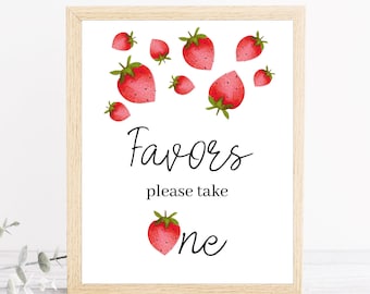 Strawberry Party Sign Favors Sign Strawberry Birthday Sign Berry Sweet Farmers Market Decor Favors Sign Girl Treats Download PRINTABLE