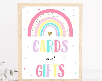 Cards And Gifts Sign Pastel Rainbow Table Sign Rainbow Of Fun Party Decorations Birthday Party Gifts Table Sign Instant Download Sign