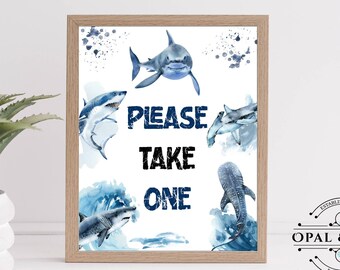 Shark party sign, Birthday Party Sign, Shark Birthday Party, Under the Sea Birthday Party, Favor birthday Party Instant Download