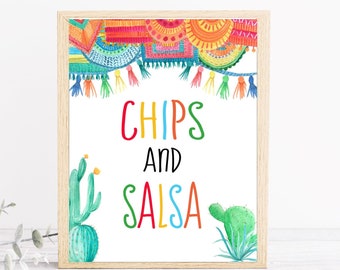Chips And Salsa Sign Fiesta Party Sign Fiesta Food Station Sign Fiesta Party Decorations Taco 'Bout A Party Fiesta Mexican Cactus Sign
