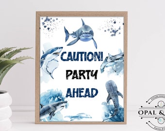 Shark party sign, Birthday Party Sign, Shark Birthday Party, Under the Sea Birthday Party, Sea birthday Party Instant Download