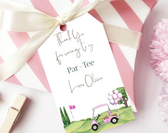Golf Favor Tags, Golf Birthday Par-tee Thank you tag, Hole in One Favor Tag Editable Template INSTANT DOWNLOAD GP01