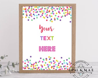 Editable Rainbow Birthday Printable Custom Sign, 8x10 Rainbow Party table sign, Printable Digital Birthday sign