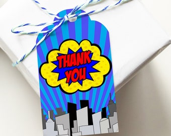 INSTANT DOWNLOAD Super hero Printable favor tag , Super hero Tag , Super Hero Birthday Party  Label, Super Hero Birthday Party