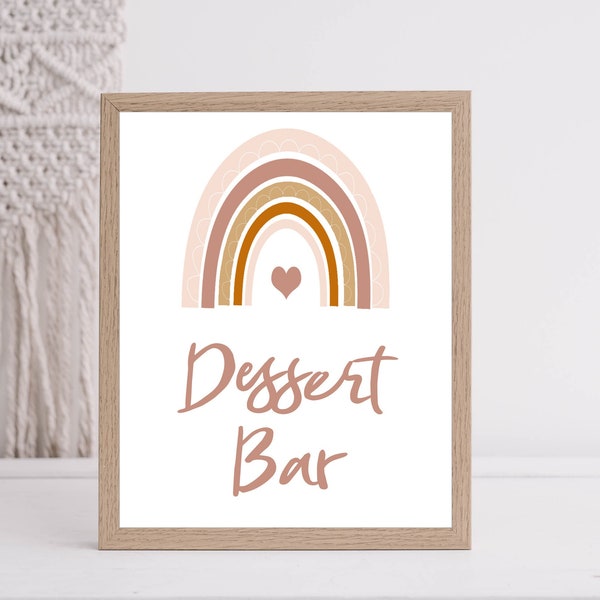 Dessert table Sign Printable, Boho Rainbow dessert Sign, Bohemian Baby Shower Bridal Shower Birthday party decoration Instant download