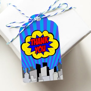 INSTANT DOWNLOAD Super hero Printable favor tag , Super hero Tag , Super Hero Birthday Party  Label, Super Hero Birthday Party