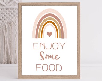 Food table Sign Printable, Boho Rainbow Food buffet Sign, Bohemian Baby Shower Bridal Shower Birthday party decoration Instant download