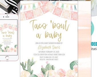 Taco 'Bout a Baby,Fiesta Baby Shower Einladung,Taco Baby Shower Einladung,Kaktus BabyParty Einladung,Boho Baby Shower,Einladung Vorlage