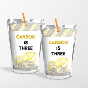 Etichette per sacchetti di succo personalizzabili per feste di compleanno di costruzione modificabili Etichette per sacchetti di succo di costruzione Etichette Capri Sun Download immediato CP02