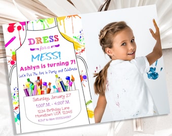 Invitación a fiesta de arte, invitación a fiesta de pintura, invitación a fiesta de cumpleaños artística, fiesta temática de arte, invitaciones a fiesta de pintura, fiesta de pintura AP01