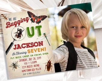 Bug Birthday Invitation- Printable Bug Party Invite- Insect Birthday- Insect Party-Bugging Out Birthday-Editable Invite