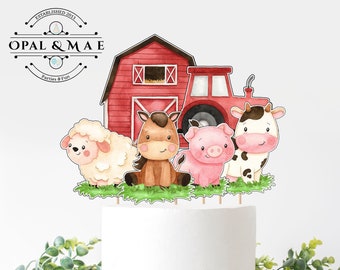 Farm Animals Birthday Cake Toppers, Barn Animals Centerpiece Cutouts, Barnyard Printable Animal, Tractor Birthday, Instant Download