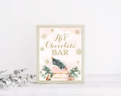 Hot Cocoa Bar Sign Hot Chocolate Bar Printable Table Sign Sleigh Birthday Winter Onederland Party Decor Pink Gold Digital PRINTABLE Sign Il_170x135