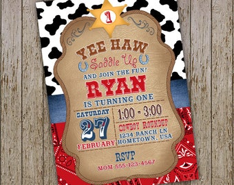 cowboy invitations etsy