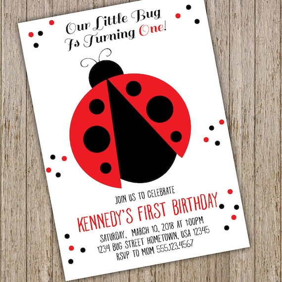 Invitation De Coccinelle Invitation Danniversaire Etsy