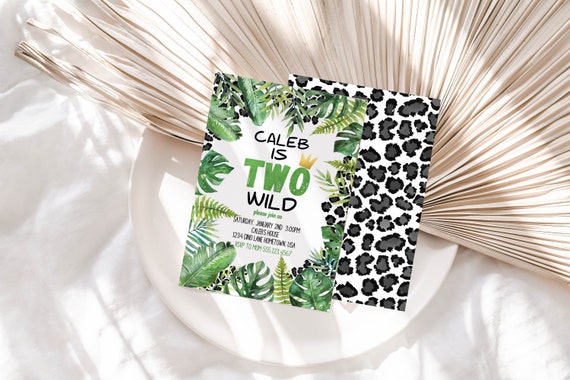 Editable Two Wild Birthday Invitation Boy Tropical Safari Boy Gold Jungle Second Birthday 2nd Birthday Two Wild, Template Download Printable Il_570xn