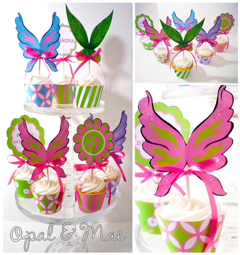 Pixie Tinkerbell Printable Party Cupcake Wrappers and Toppers Etsy