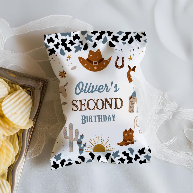 My First Rodeo Chip Bag Editable Cowboy Birthday Party Chip Bag Template Printable 1st Rodeo ...