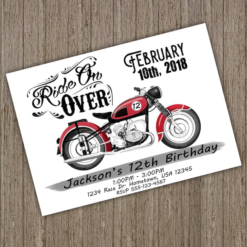 Motorcycle Birthday Party Invitation, Motorcycle Party, Motorcycle Party Invitation, Digital invite image 1