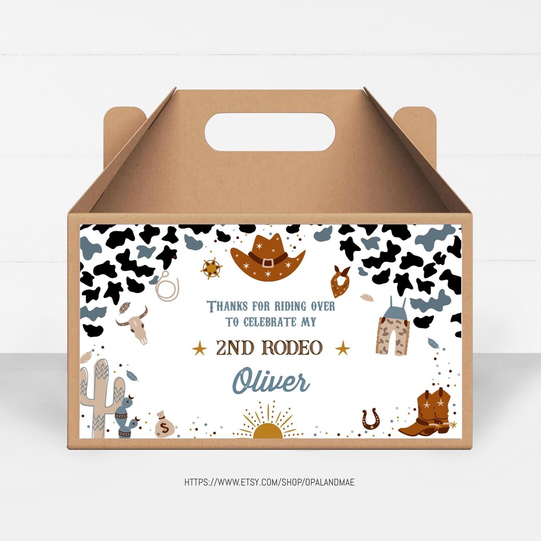 Pink Rodeo Theme Gable Box Editable Second Rodeo Gable Box Label Template Western Birthday Gable ...