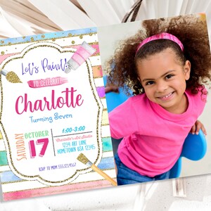 Art Painting Birthday Party Invitation  | Rainbow Birthday | Painting Party Invite | Art Invite | Paint Party theme | Girl Birthday Editable