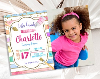 Art Painting Birthday Party Invitation  | Rainbow Birthday | Painting Party Invite | Art Invite | Paint Party theme | Girl Birthday Editable