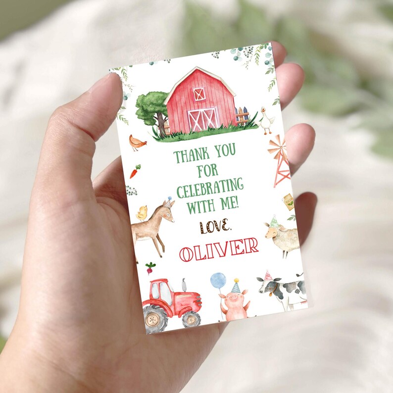 Editable Farm Favor Tags Boy Farm Birthday Thank You Tags Barnyard Gift ...