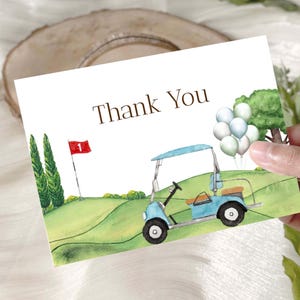 Cartão de agradecimento de aniversário de golfe editável, agradecimento de festa de aniversário de golfe, agradecimento de primeiro aniversário de golfe, download instantâneo GP01