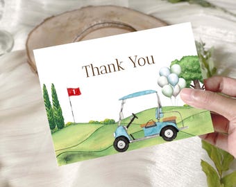 Editable Golf Birthday Thank you card, Golf Birthday Party Thank you, Golf First Birthday Thank you, instant download GP01