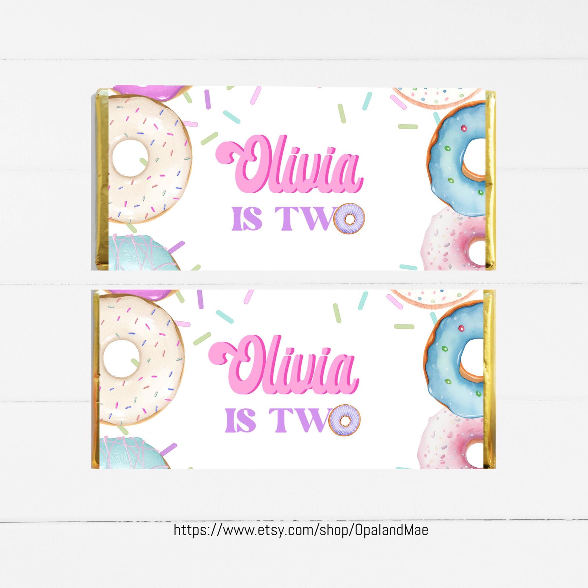 Two Sweet Birthday Candy Bar Donut Birthday Editable Donut Birthday ...