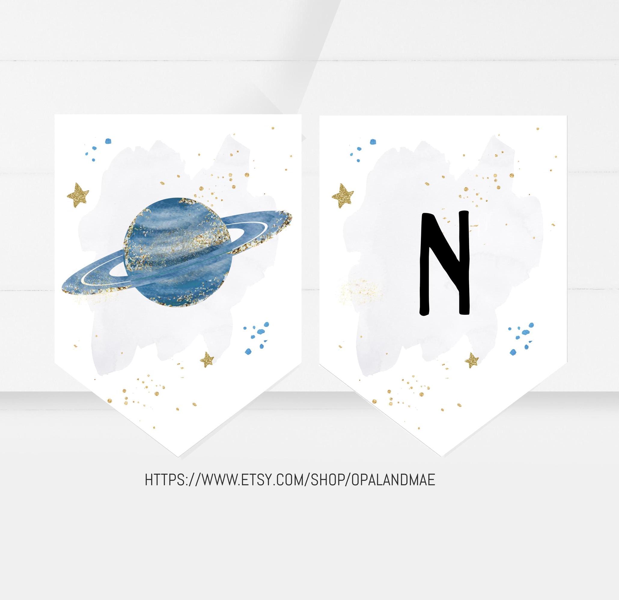 Weltraum-Thema Banner Für 1. Geburtstag – 5 Flaggen, 15,2 Cm Hoch, Mit Aufhängeseil
